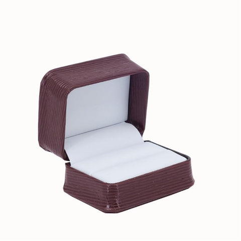 Double Ring Box Textured Leatherette, Abstract Collection - Amber Packaging